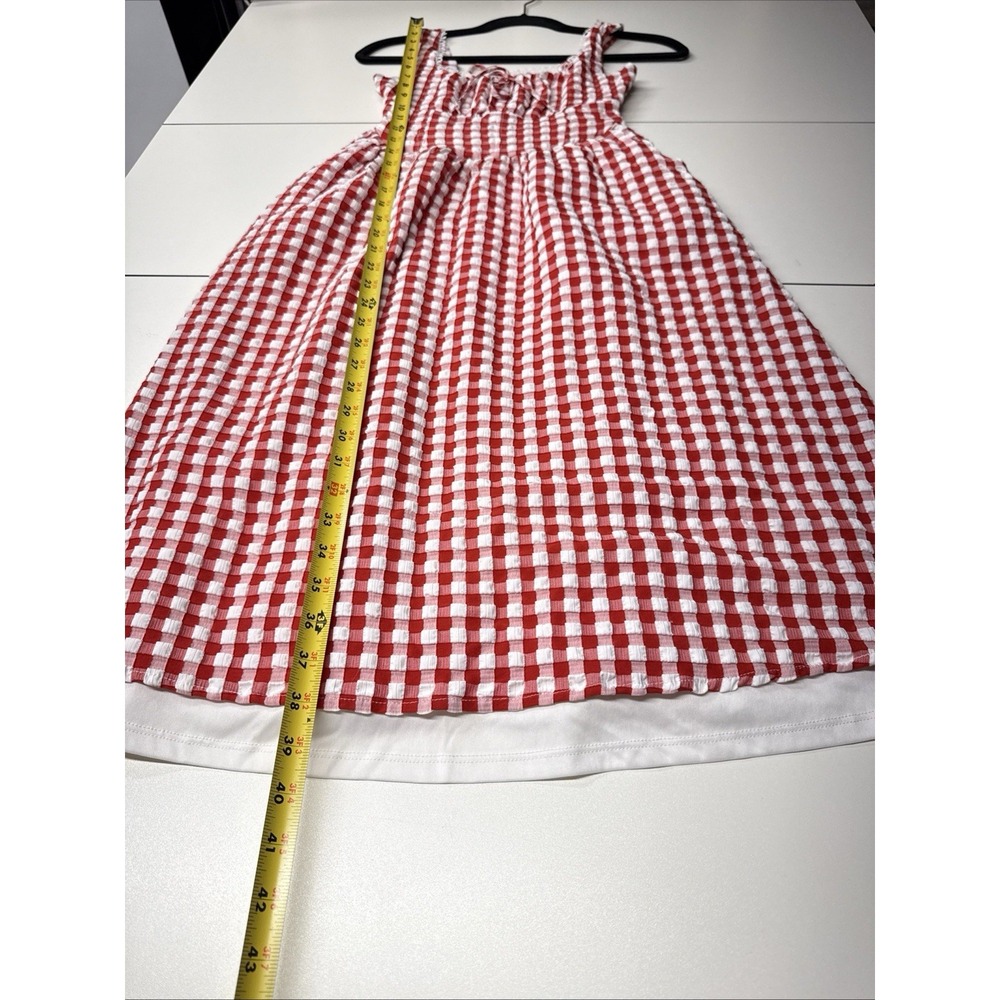 Jessica Simpson Red Gingham Midi Dress Sz S Cottagecore Picnic Milkmaid Sundress - Picture 10 of 13